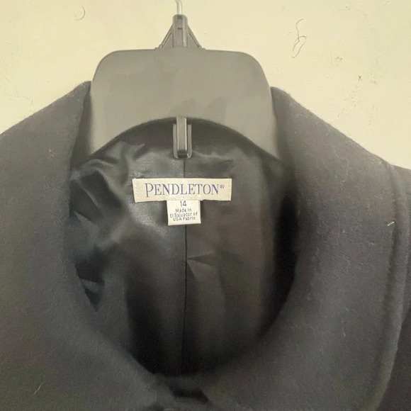 Pendleton Jacket Blazer Womens Sz 14 Black  Lined 100% Virgin Wool Button Front - Picture 3 of 6
